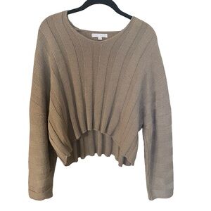 Don't Ask Why AE Ribbed V-Neck Cropped Sweater Tan O/S